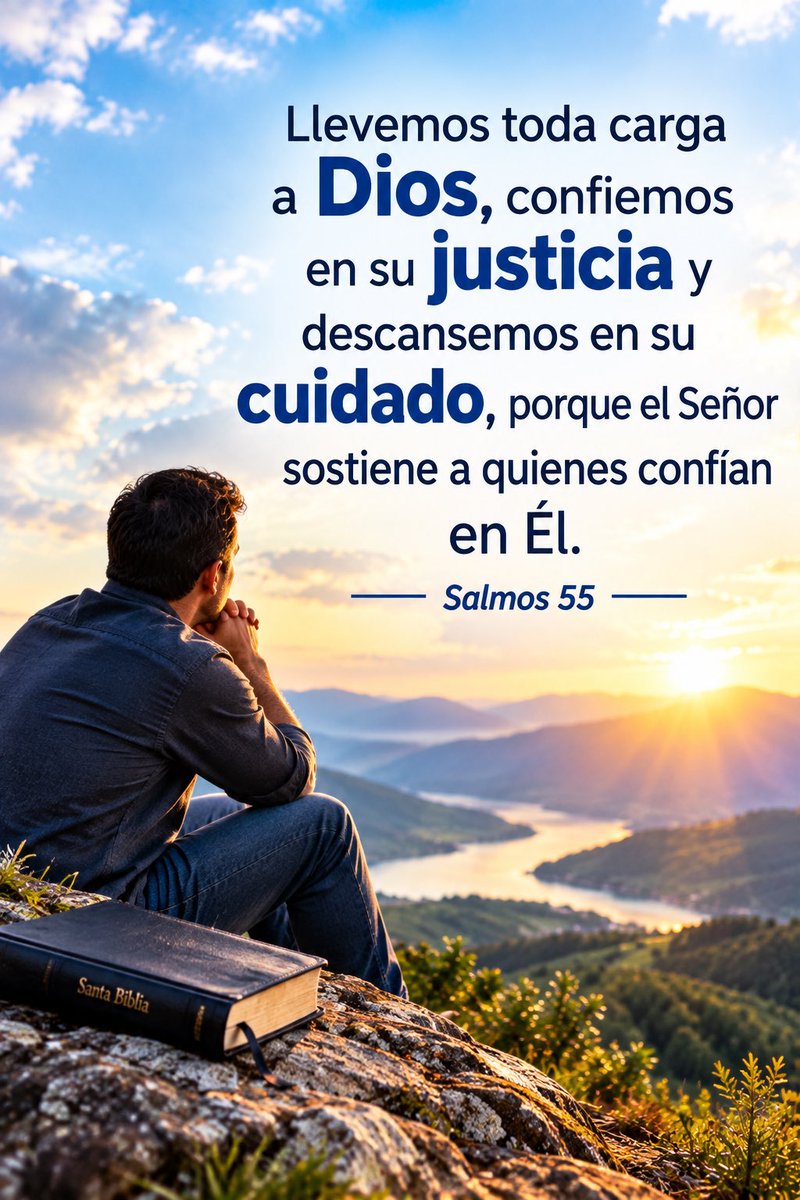 brunoraso's tweet photo. Llevemos toda carga a Dios, confiemos en su justicia y descansemos en su cuidado, porque el Señor sostiene a quienes confían en Él. (Imagen IA)
#Salmos55   #rpSp 
👉  https://t.co/1GNBJ9M6IX https://t.co/mD17YjrUfE