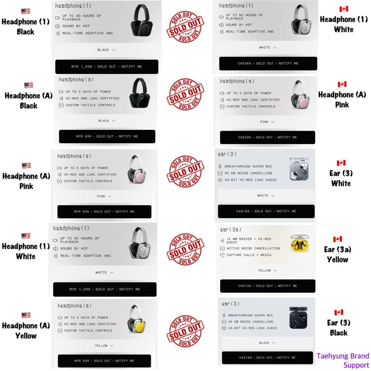 VonTidal's tweet photo. Nothing sold out in Malaysia and Canada
Headphone (1), Headphone (a), Ear (3) and Ear (3a)

The famous V effect strikes again 🔥

#VxNOTHING https://t.co/lYD5fG1Eyj
