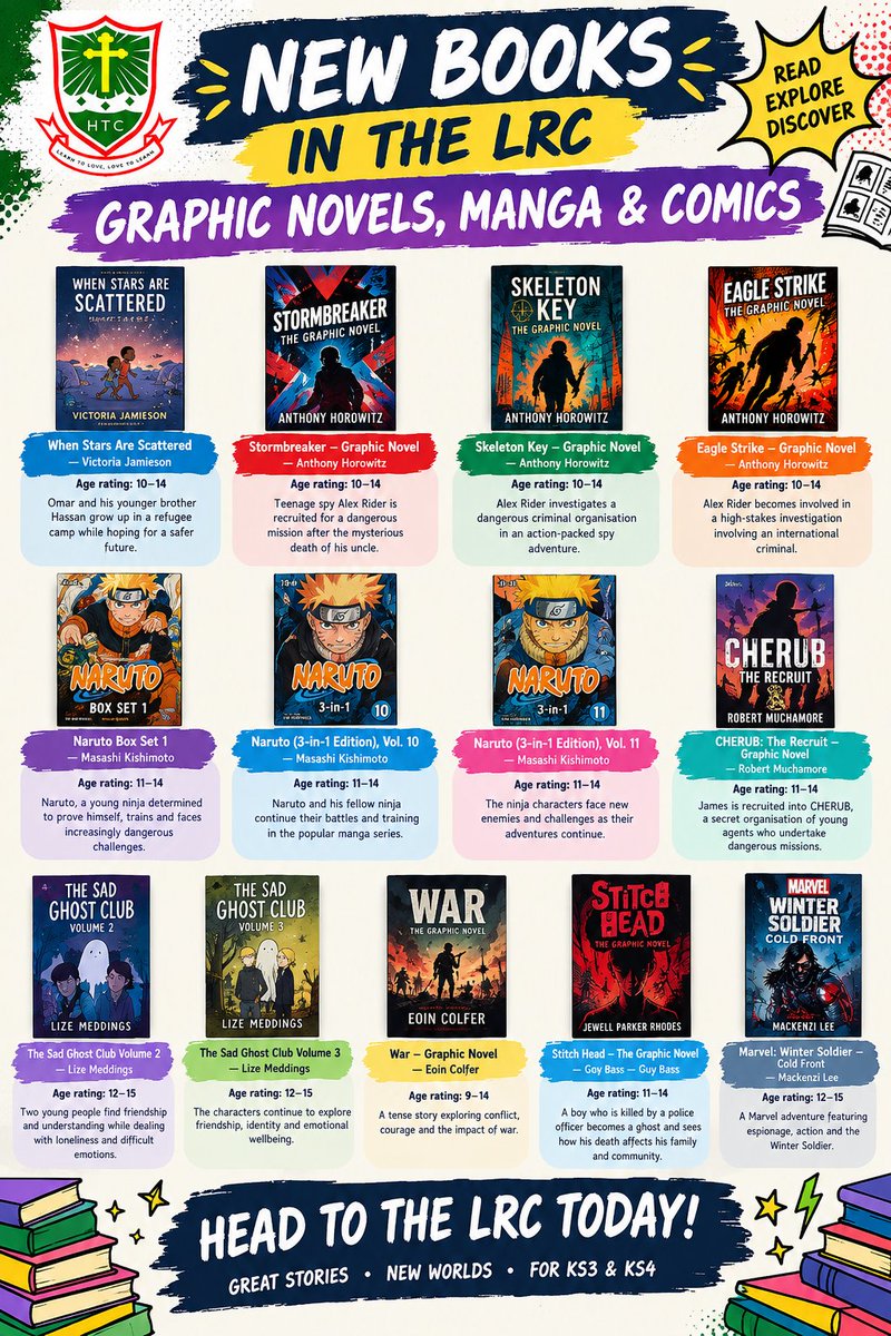 HolyTrinityCol's tweet photo. 📚✨ NEW IN THE LRC! ✨📚

Amazing new manga, graphic novels &amp; comics have arrived this week! 🎌🔥

Come and find your next favourite read! 💜📖

#WeLoveReading #HolyTrinity #LRC https://t.co/6BQ44toCmx