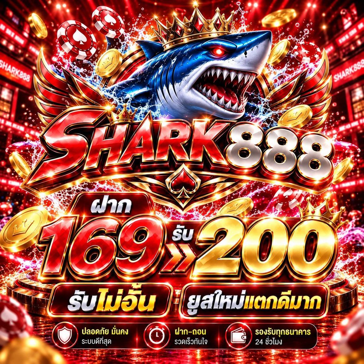 Touch_twiter's tweet photo. 🦈 SHARK888 มีให้เลือก 2 โปร จะทุนไหนก็จัดตามสะดวก 🔥

💸 ฝาก 69 รับ 100 — รับไม่อั้น ถอนไม่อั้น
💰 ฝาก 169 รับ 200 — ยูสใหม่จัดได้เลย 🤑

🎯 พิเศษ! รับโปรได้วันละครั้ง

⚡ ฝาก–ถอนใช้งานได้ตลอด 24 ชม.

👉 ทางเข้า : https://t.co/EMcXkRbtn2

#SHARK888 #สล็อตเว็บตรง #โปรเด็ดแนะนำ https://t.co/7avS0x5CN6