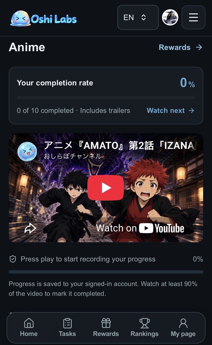 musteemome's tweet photo. just finished watching another episode of AMATO again through @oshilabs Movie in the link below:

https://t.co/QvnytWLybJ

i like the fact that your viewing history is tied to your My Page. 

it turns watching the story into something you can actually look back on as you continue through the Oshi Labs universe.

Small feature, but a thoughtful one.

Back to the story.