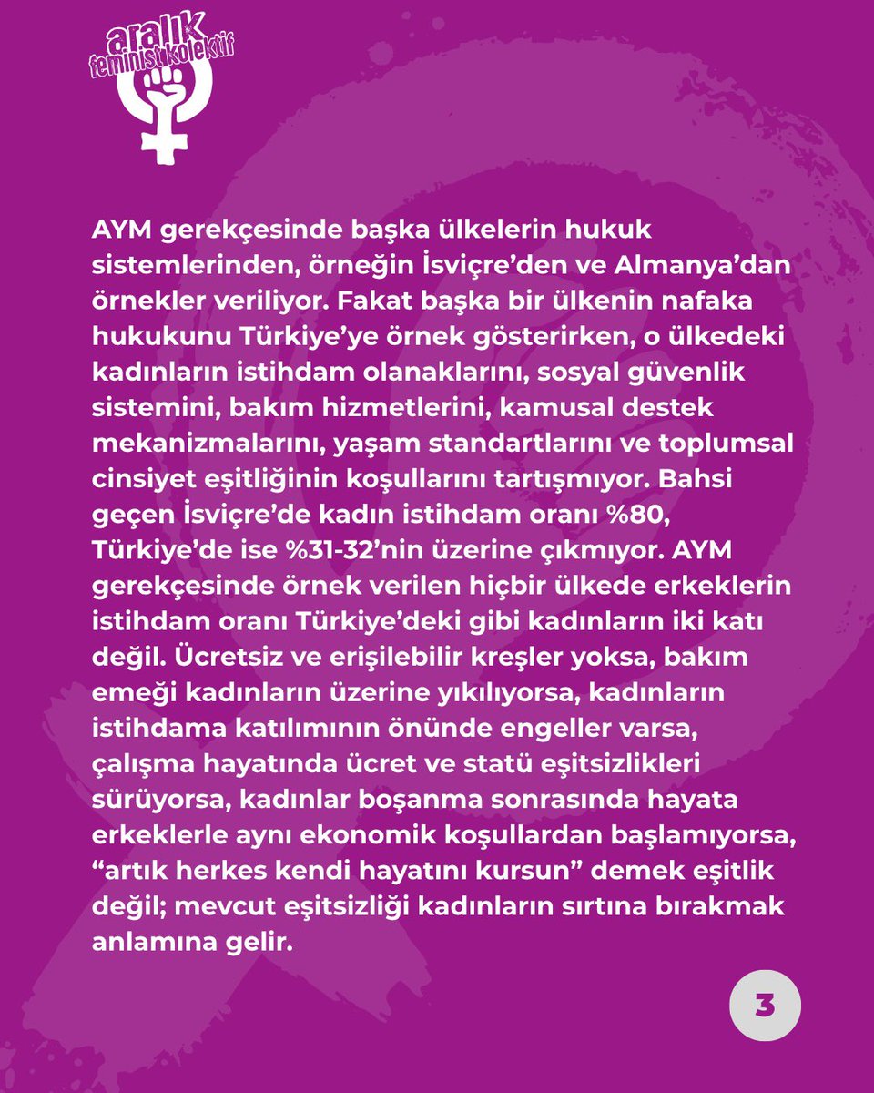 aralikfeminist3's tweet photo. Erkeklerin olmayan mağduriyeti, nafaka hakkımızı gasp etmenin gerekçesi olamaz! 

Erkeklerden alacağımız var! Yıllarca karşılığı ödenmeyen ev içi emeğimizden alacağımız var. Ücretsiz bakım emeğimizden alacağımız var. https://t.co/EvJjbWR99A