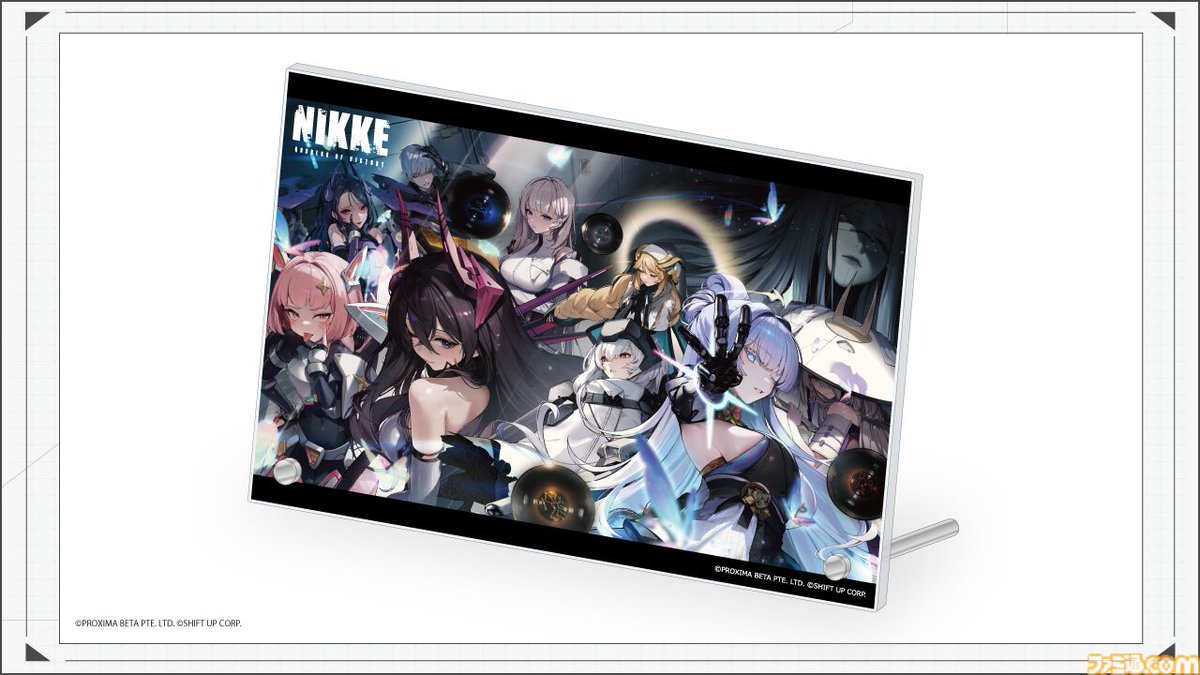 famitsu's tweet photo. 『NIKKE』4周年特集号の“グッズ付き限定版”が予約受付開始！【週刊ファミ通】
https://t.co/ymwH42IqSE

ニケに“見守られる”特製スマホスタンドと、3周年特集号の表紙イラストをあしらったアクリルパネルが同梱。イラストはいずれも描き下ろし。
4周年特集号は、2026年11月5日発売予定。 https://t.co/PRh5oPT7Pg
