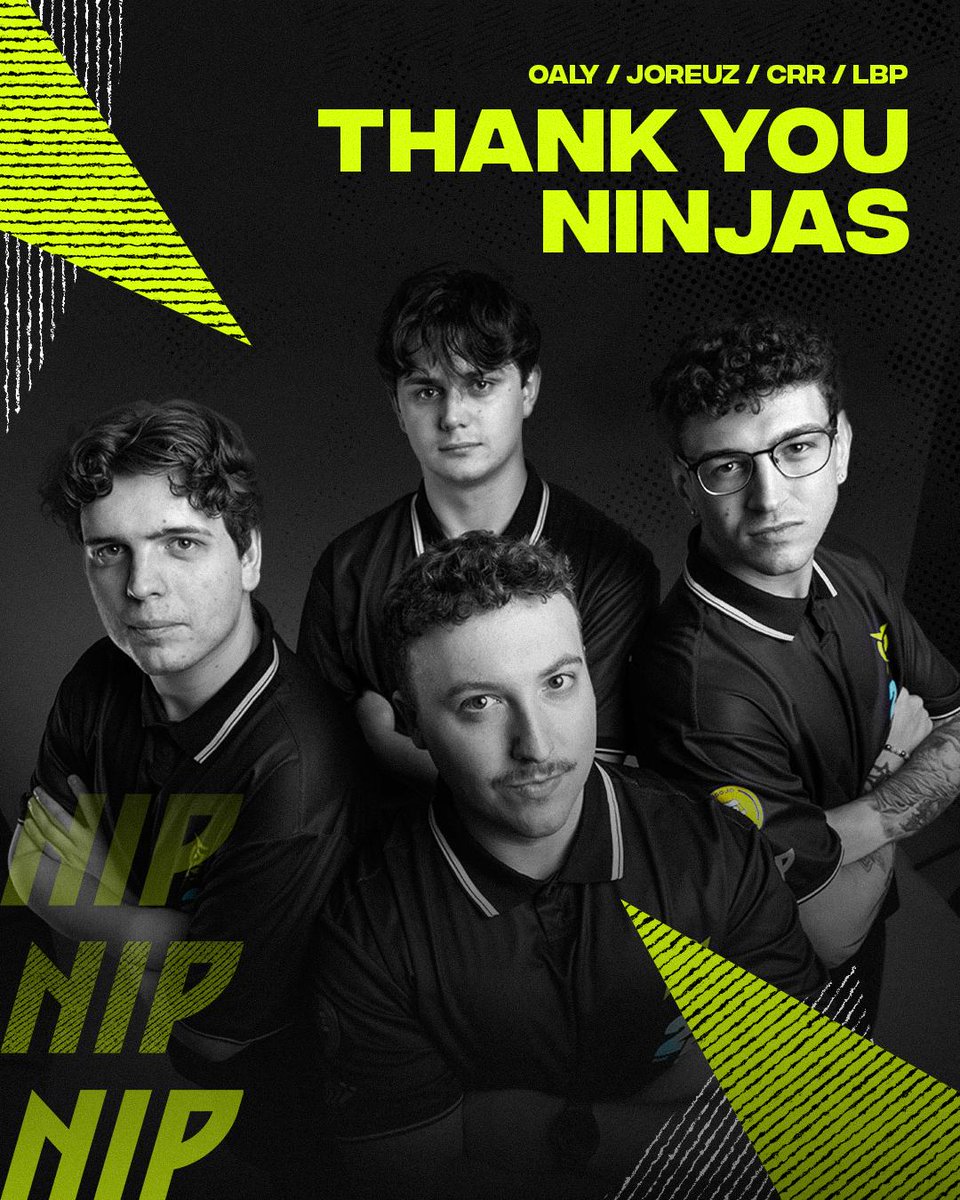 NIP_RL's tweet photo. Today, we bid farewell to our Rocket League roster.

This team has given us so many moments to be proud of, from an incredible third-place finish at EWC, putting us among the top four teams in the world, to countless impressive performances throughout the season.

More than the results, these players became true fan favourites. Their passion, personality, and commitment made them a special part of NIP, and we can’t thank them enough for everything they’ve given to the club and our community.

We’ll have more news on our rebuild to share soon. To the players and coach, you’ll always have a place in the NIP family.
Once a Ninja, always a Ninja.
