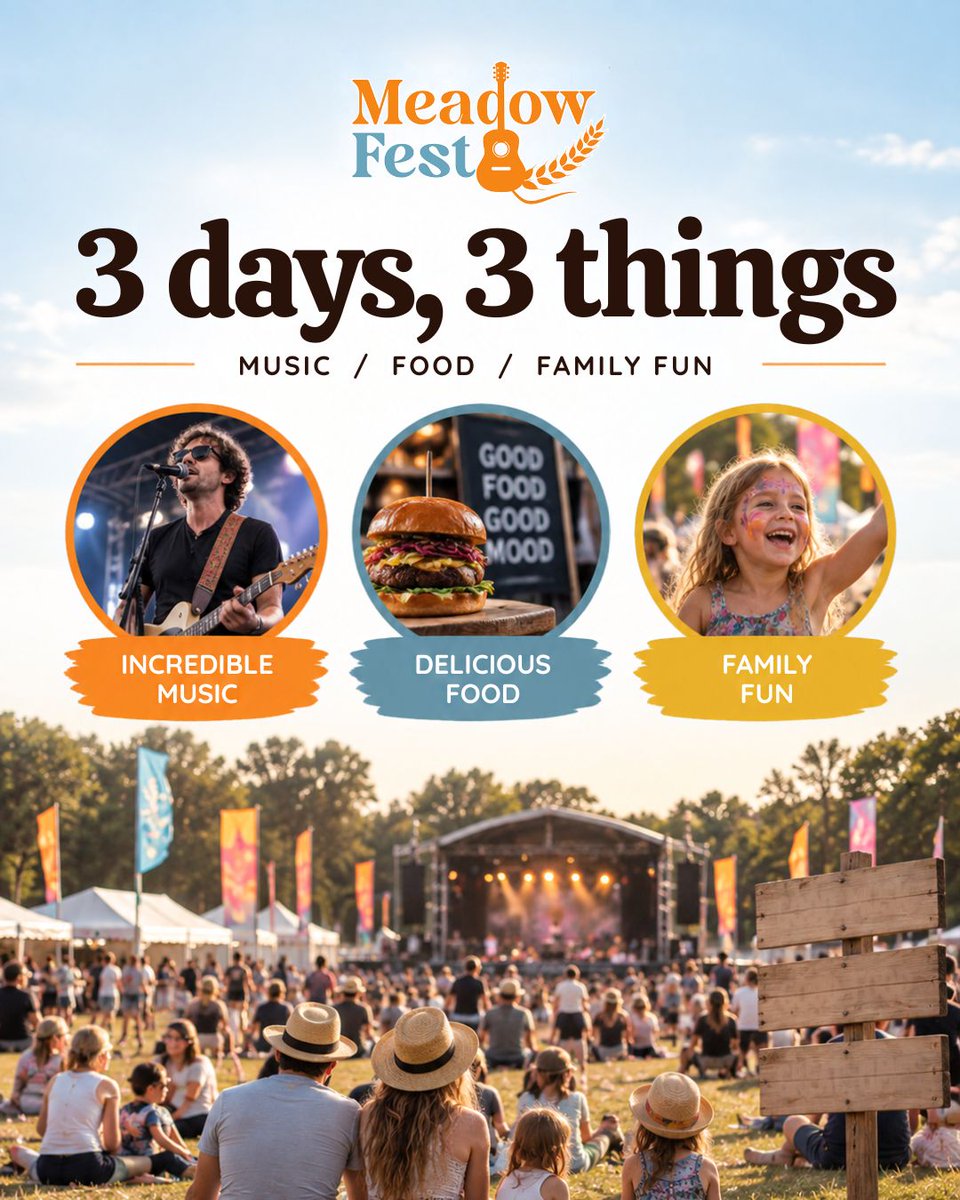 meadowfestlive's tweet photo. 3 days. 3 things. Music, food, family fun.

May 28-30, 2027 at The Big Park, Penn House Estate, Bucks.

#MeadowFest2027 https://t.co/sFdAw6fYRz