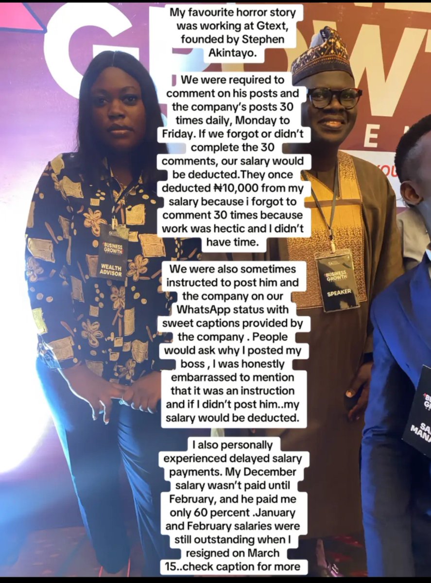 realibukun_'s tweet photo. A lady recently shared her experience working at a company owned by Dr. Stephen Akintayo, alleging unpaid salaries and poor communication afterwards.

Others shared similar experiences.

Why do some bosses delay or refuse to pay salaries? Cash-flow issues, poor management, why https://t.co/vsNo6lf9Ww