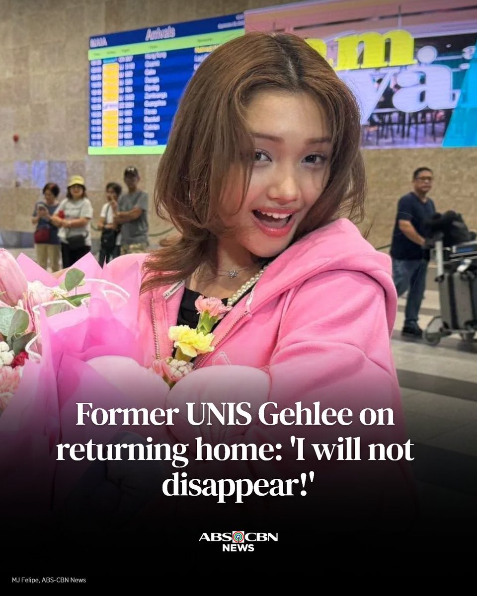ABSCBNNews's tweet photo. After the official disbandment of the Korean girl group UNIS, Filo member Gehlee Dangca has returned to the Philippines. 

Read: https://t.co/oNdqWxnyMf https://t.co/9hNWJPL5VF
