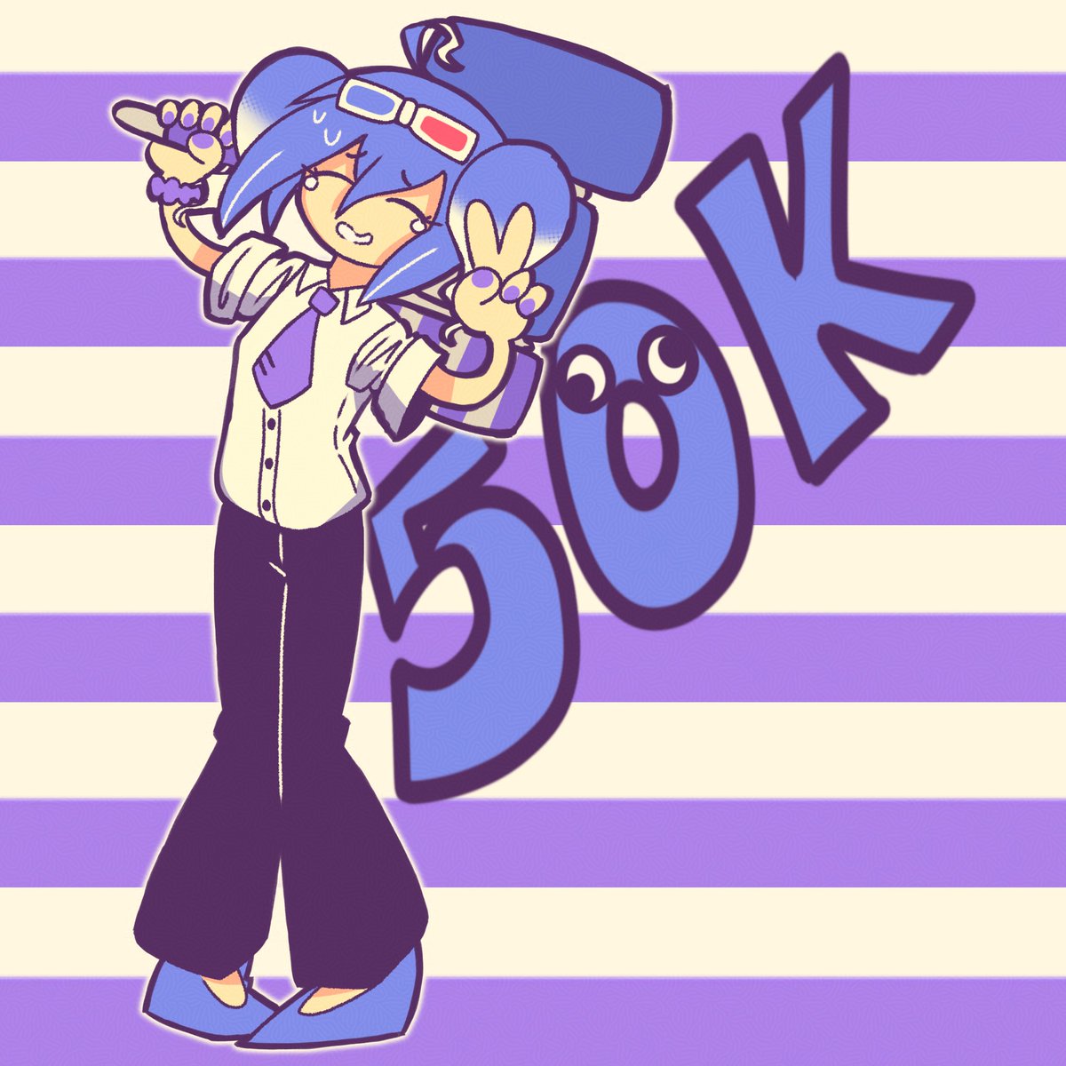 MonochroMenace's tweet photo. Thank you guys so so much for 50k+ already!! I didn't expect to wake up to that. I love y'all so much 🫂💜💙❤️ https://t.co/6HzMLozckA