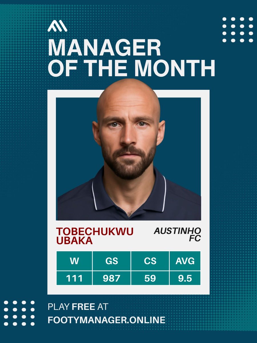 FootyManagerOn's tweet photo. September round-up for FootyManager is here! ⚽

From standout managers to teams and players who delivered all month, here are our September stars. 🏆

Who’s taking over October? 👀

Play here: https://t.co/jZr9FN5UBZ https://t.co/g42Z4ux3Er