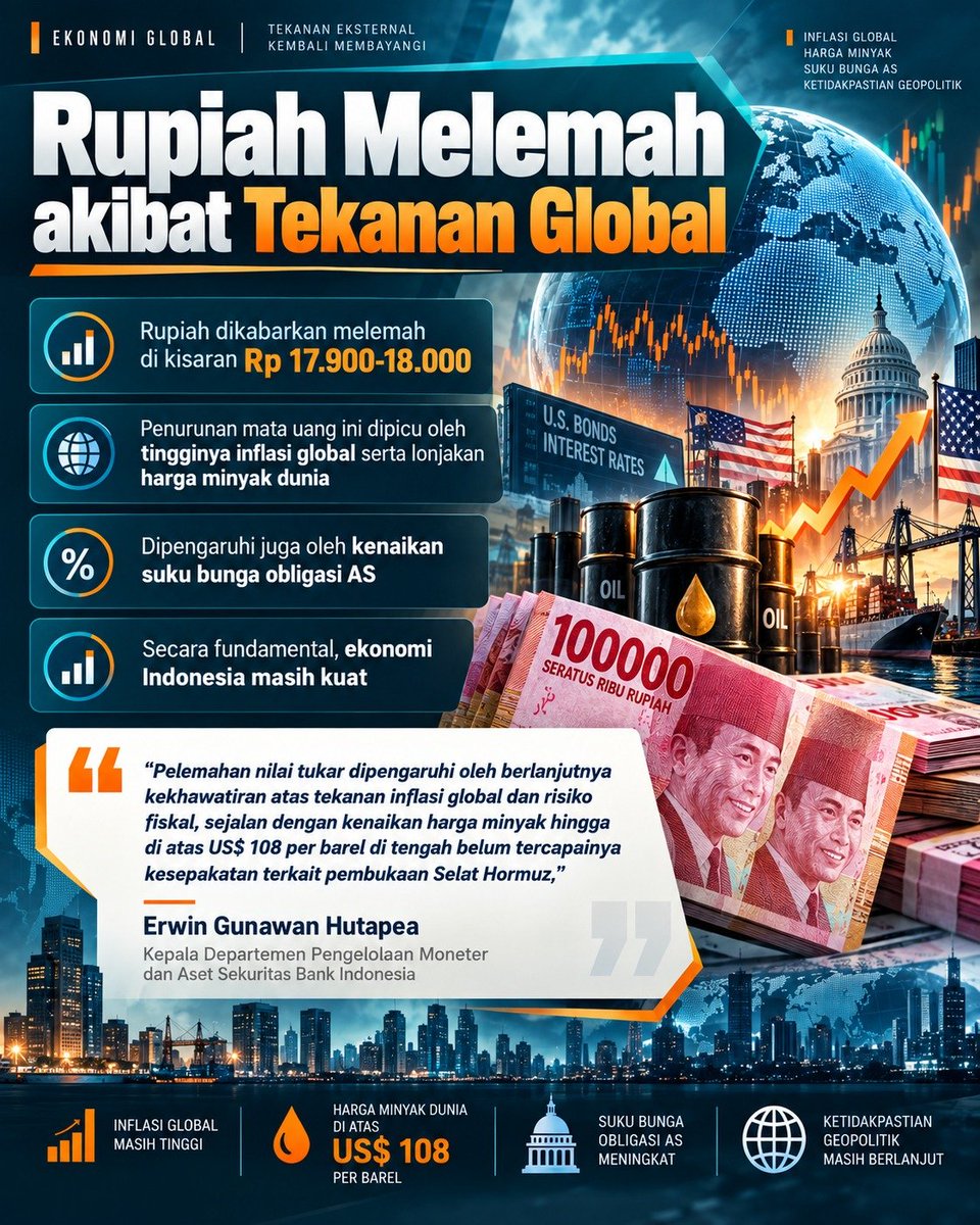 rinjse's tweet photo. Tenang aja. Rupiah kembali menguat Fundamental ekonomi Indonesia masih kuat #TekananGlobal @bank_indonesia https://t.co/44ywcP6Pqi