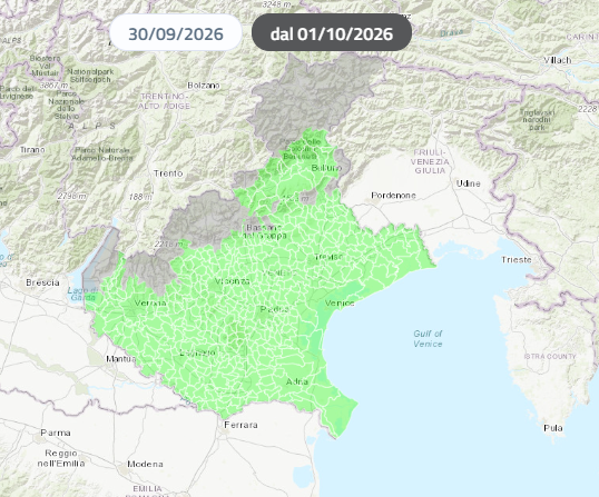 arpaveneto's tweet photo. 📢 #PM10 #Veneto Da domani 1 ottobre riprende l'uscita del bollettino PM10 con i livelli di allerta per tutti i comuni del Veneto, ad eccezione di quelli della zona PreAlpi e Alpi 

🟢 Domani il livello di allerta sarà 0 verde per tutta la regione 

https://t.co/DWIYsABO5d https://t.co/EeINPKdCKv