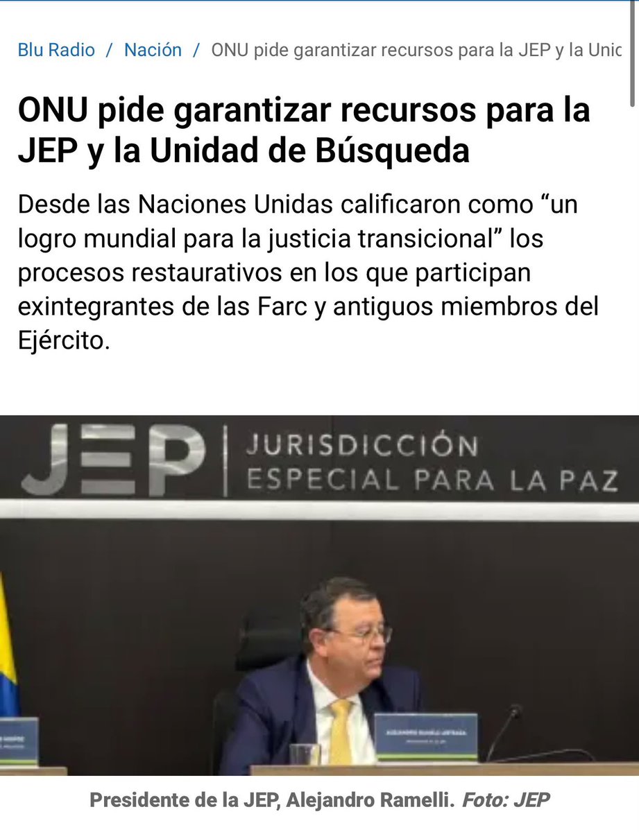 MaclaPosada's tweet photo. ¿Se acuerdan que hace dos días la ONU pidió que no se recortara el presupuesto de la JEP para 2027? Pues bien, no hay almuerzo gratis...

Entre 2018-2026 la JEP firmó 22 convenios de cooperación internacional con el Programa de las Naciones Unidas para el Desarrollo -PNUD- que nos han costado a los colombianos $182.120 millones. 

La ONU, por transparencia, debió informar a la opinión pública que tenía un evidente conflicto de intereses al solicitar que no se disminuyeran los recursos de la JEP.

Además, para "suavizar" las cifras, en estos convenios el PNUD se comprometió a aportar $132.943 millones, pero casi siempre en especie. Es decir, el costo real lo terminaron asumiendo los contribuyentes.

La JEP debería ser más inteligente y no pedirle respaldo a su mega-contratista favorito.