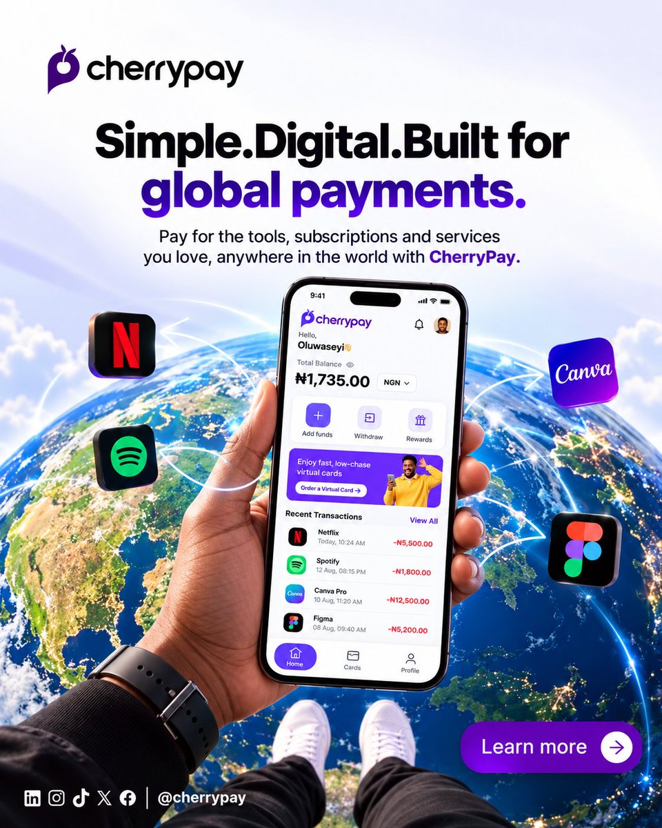 Usecherrypay's tweet photo. Your world is global, your money should be too 

#tram #fintech https://t.co/Z1vrm4SVLM