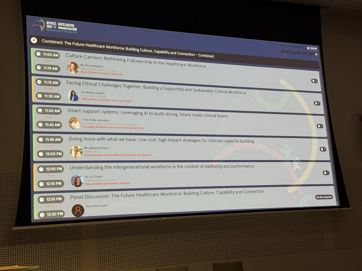 cintia_johnston's tweet photo. @WFPICCS @anzics @ACCCNAUST Congress 2026. Happy to be in Melbourne, sharing experiences with colleagues from around the world.” 🌏✨ #pedsicu #team #picu #ai #education https://t.co/uAkZzLIywZ