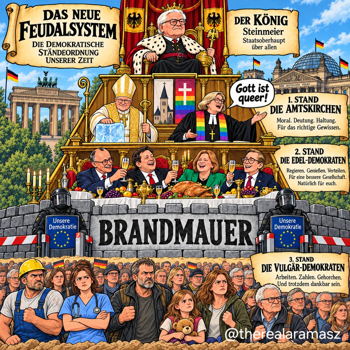 therealaramasz's tweet photo. Die Idee aus dem gestrigen Kommentar unter dem "Walter der Spalter"-Bild von @RolfMeieryoou in zwei Versionen umgesetzt.

Bitteschön! 🤡

#Vulgärdemokraten #Brandmauer #Satire https://t.co/9oUiTxvGQR