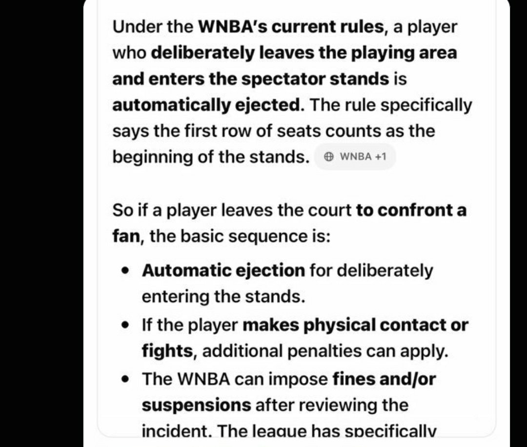 Robertfantauzzi's tweet photo. If I'm that man that was confronted by Aja I would throw a lawsuit against the WNBA for being threatened by a player while said player broke the rules and officials and league not punishing said player according to their own rules. This is the only way that league will stop skating around their own rules anytime one of their sisterhood members does something and is not punished just like when dirty dijonai wasn't suspended or fined for clothelining Sophie but yet was fining Sophie just for talking on her own podcast