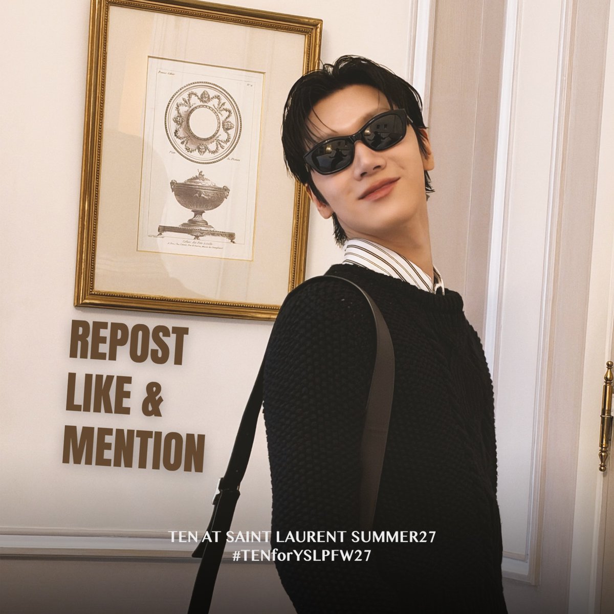 TENzenter's tweet photo. เป็นกำลังใจให้ทุกคนนะคะ
แต่ไปกันต่อค่า 🫡🫡

TEN AT SAINT LAURENT SUMMER27 
#TENforYSLPFW27
#SaintLaurentxTEN https://t.co/ouCcMXctWI