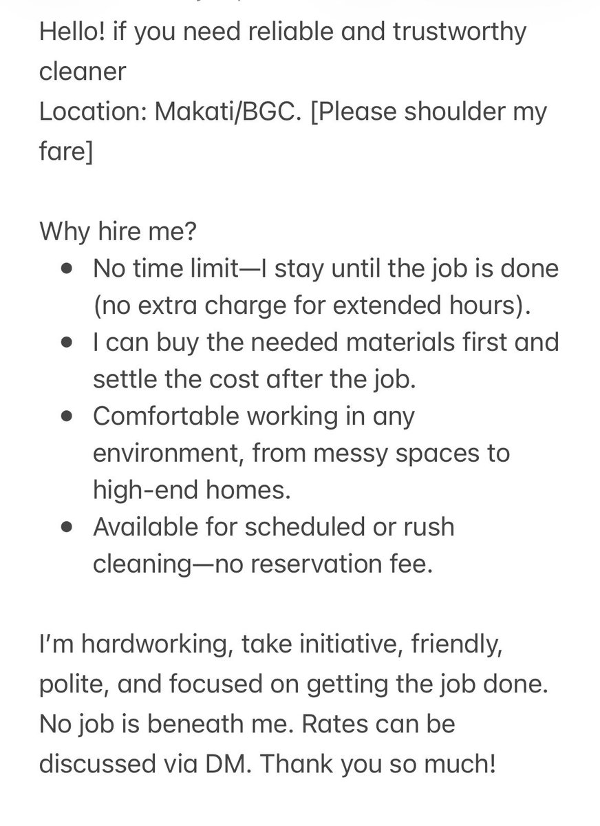 UD_Anonymous's tweet photo. Hello po! 🥹 Here’s an End-of-month update from your unemployed boy doing cleaning services.🧹✨ Hoping you’ll have time to read. Every booking, like, RT, and inquiry means a lot. Thank you! 💗

My DMs are open 📩🫶 https://t.co/l4YpetCOXV