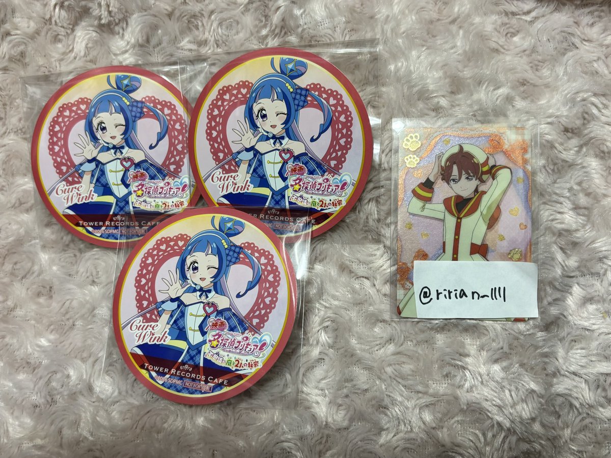 ririan__1111's tweet photo. 名探偵プリキュア 不思議な2話と2人の秘タワーレコードカフェ タワレコ コースター 交換

譲)画像もの ウインク

求)ワンダフル、フレンディ、ズキューン（各一ずつ）

交換方法 郵送

お声かけの際には固定ツイートの必読をお願い致します。お気軽にお声かけください✩.*˚ https://t.co/iBsrCyNnsf