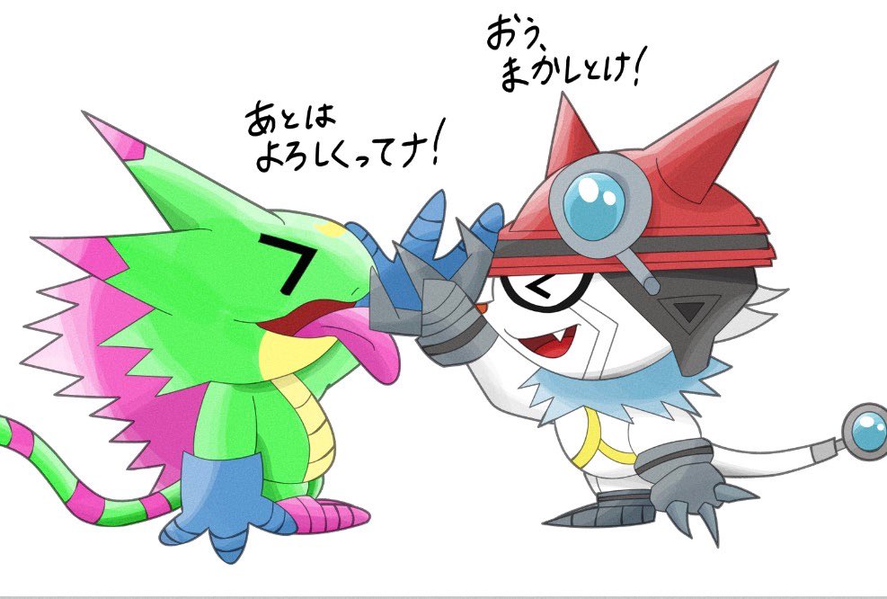 Rouga_Digi's tweet photo. ゲッコーモン&amp;ガッチモン！

ビートブレイク楽しかった！🌙
そして明日から始まるアプモン配信も楽しみ🔍
#デジモン　#Digimon https://t.co/LNnQsNF9n0