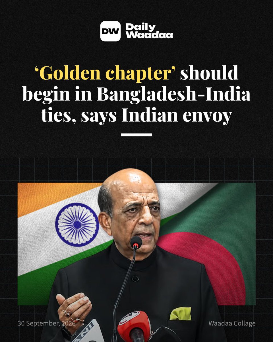 DailyWaadaa's tweet photo. Indian High Commissioner to Bangladesh Dinesh Trivedi has said people in both Bangladesh and India want a “golden chapter” to begin in relations between the two countries.

Link in comments https://t.co/Y31Iw6i0Fd
