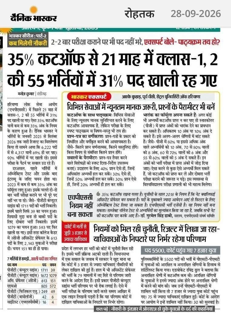 h2100576754470's tweet photo. हरियाणा में आज 1469 कर्मचारी रिटायर हुए है हर महीने औसतन इतने ही होते है 1300 से 1500  के बीच मे 
लास्ट एडवर्टाइजमेंट जो भर्ती हो चुकी है वो जून 2023 से पहले निकली थी मतलब उसके बाद कोई भी ऐसी भर्ती नहीं है जो पूरी हुई हो लगभग 3 साल लगा ले तो भी 1300*36=46800 आदमी रिटायर हो चुके है जिनके स्थान पे कोई भर्ती नहीं हुई ओर उनका जरूरत का डाटा भी अभी तक @HSSCorg_in  को नहीं दिया गया जो 13000 के करीब भर्ती अभी चल रही है वो भी लगभग 2023 से पहले की ही है @NayabSainiBJP @ShweDhull @NaveenJaihind @mlkhattar @BhupinderShooda @DeependerSHooda @JJPofficial @ITCELLJJP 
मोटा मोटा भी देख ले तो 46800 आदमी रिटायर होने के बाद 000 भर्ती की गई है हरियाणा में जहां का बिना खर्ची बिना पर्ची का मॉडल विश्वप्रसिद्ध है