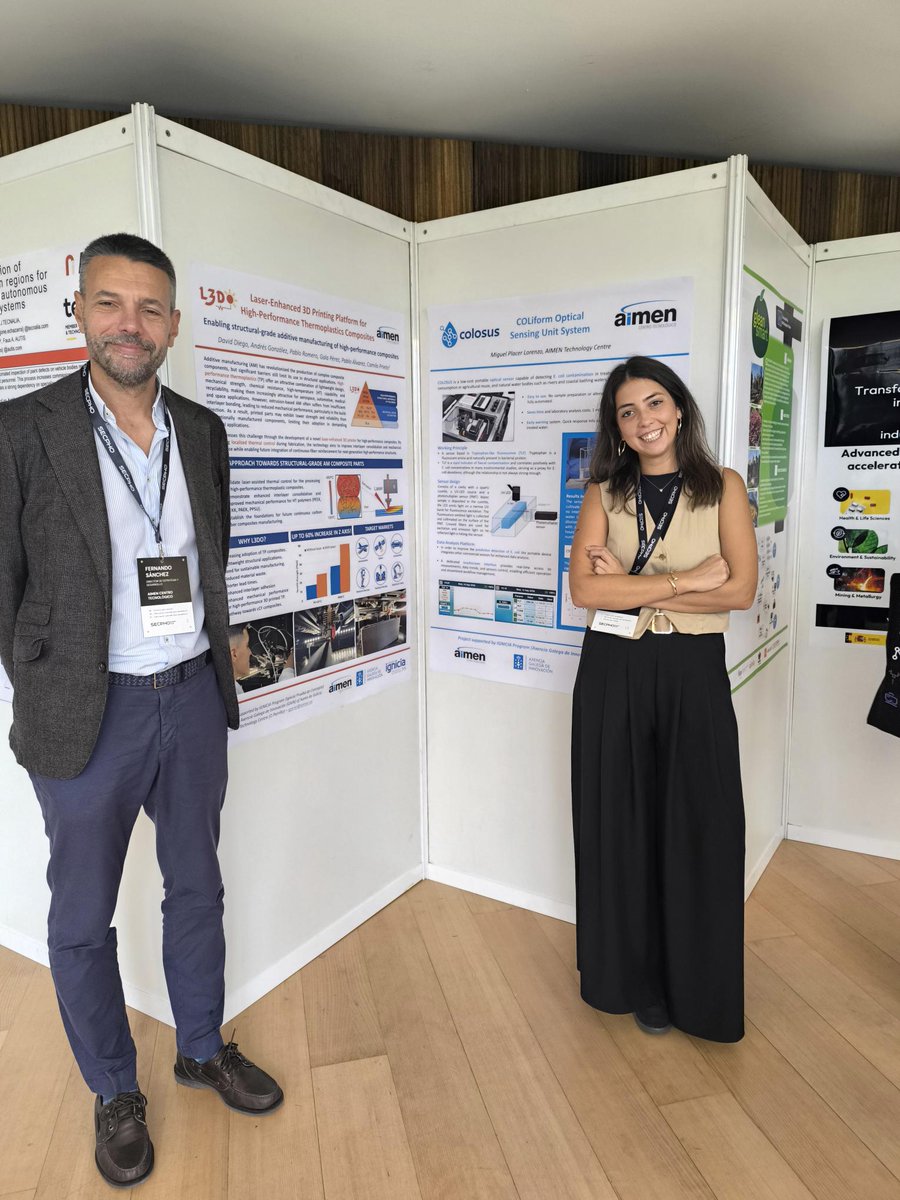 aimenct's tweet photo. Ayer participaron en las #TechRoads, donde presentaron nuestras capacidades en materiales funcionales, fabricación avanzada y digitalización. 

Hoy presentan 2 posters de 2 proyectos en los que trabajamos: #L3DO y #COLOSUS - programa #IGNICIA #axenciaGAIN @Xunta #galiciacrece. https://t.co/p3nPUp1OnF
