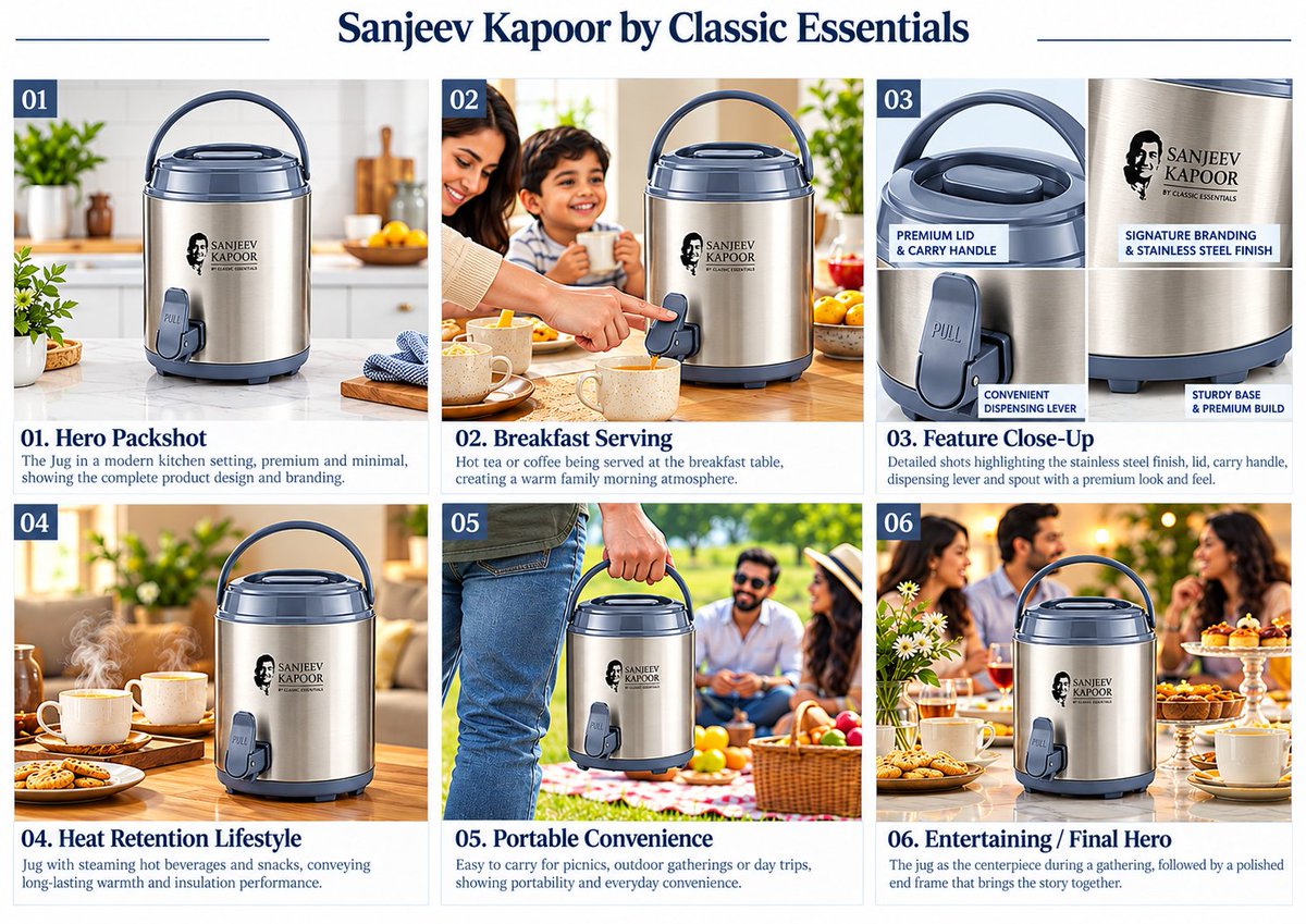 ClassicEsshnlt's tweet photo. Serve Warm. Serve in Style. ❤️✨
Meet the Sanjeev Kapoor by Classic Essentials Insulated Jug — crafted with a premium stainless-steel finish, convenient dispensing lever, sturdy base, and stylish carry handle. 
Contact for bulk Order : +91 92180 08642 https://t.co/GgZOUSZsfr