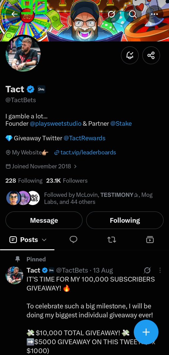 DanjohnnX's tweet photo. @TactBets @Stake Good luck Tact

Stake 🆔️: Danjohnex

Tag: @fatniuq https://t.co/0bRTHe6dMW
