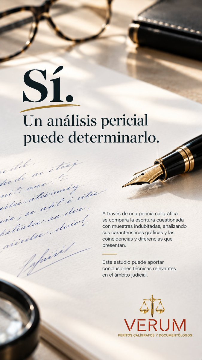 Detectados_Inv's tweet photo. ✍️ ¿Puede saberse quién ha escrito un documento?
Sí!
Una pericia caligráfica compara la escritura cuestionada con muestras indubitadas para analizar sus características y determinar correspondencias o diferencias.
#Verum #PericiaCaligráfica #PeritoCalígrafo #PruebaPericial https://t.co/DivS6SJC18