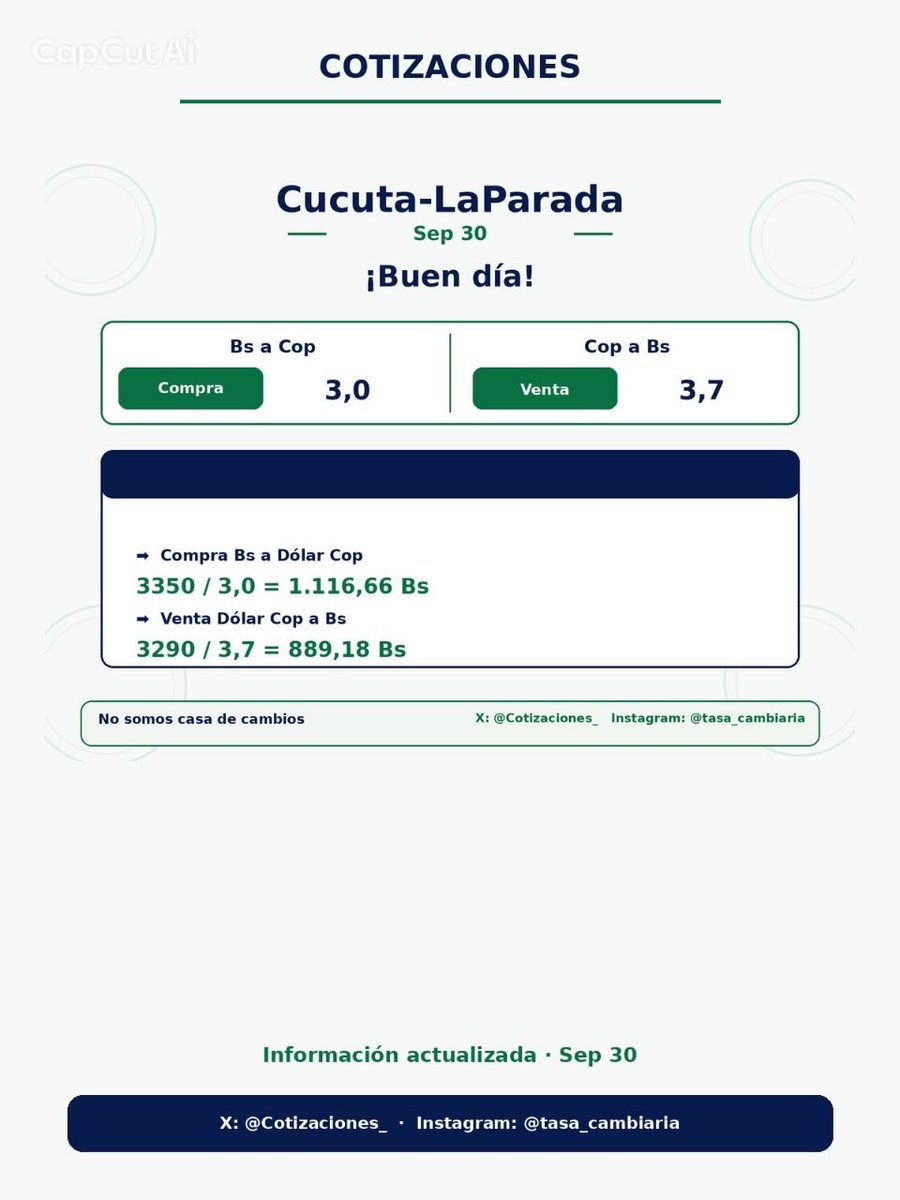 Cotizaciones_'s tweet photo. Buen día!
Tasa promedio relación Bolívar-Peso-Dolar-Euro acá en Cucuta-LaParada Colombia 
Únete a nuestro grupo de telegram 
https://t.co/5WTMKAXp2I
⚠️ No somos casa de cambios ⚠️ https://t.co/YpaRKlTdFX