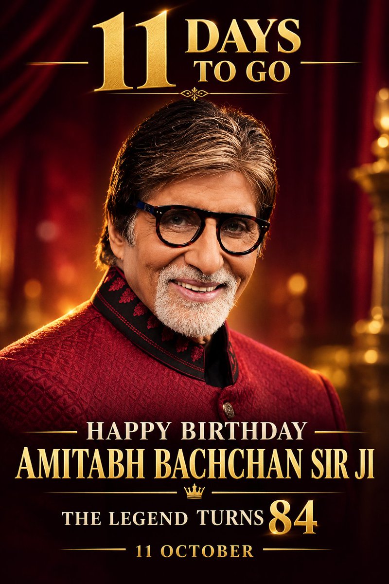manishm1942's tweet photo. Sara Zamana #AmitabhBachchan Sir Ji Ka Hain Deewana .
Actor Icon Inspiration forever ..
#11DaysToGo
#HappyBirthdayAmitabhBachchan Sir Ji
#84YearsOfLegend
@SrBachchan Sir Ji 🙏🙏💐💐🌹🌹 https://t.co/dxcub82m3O