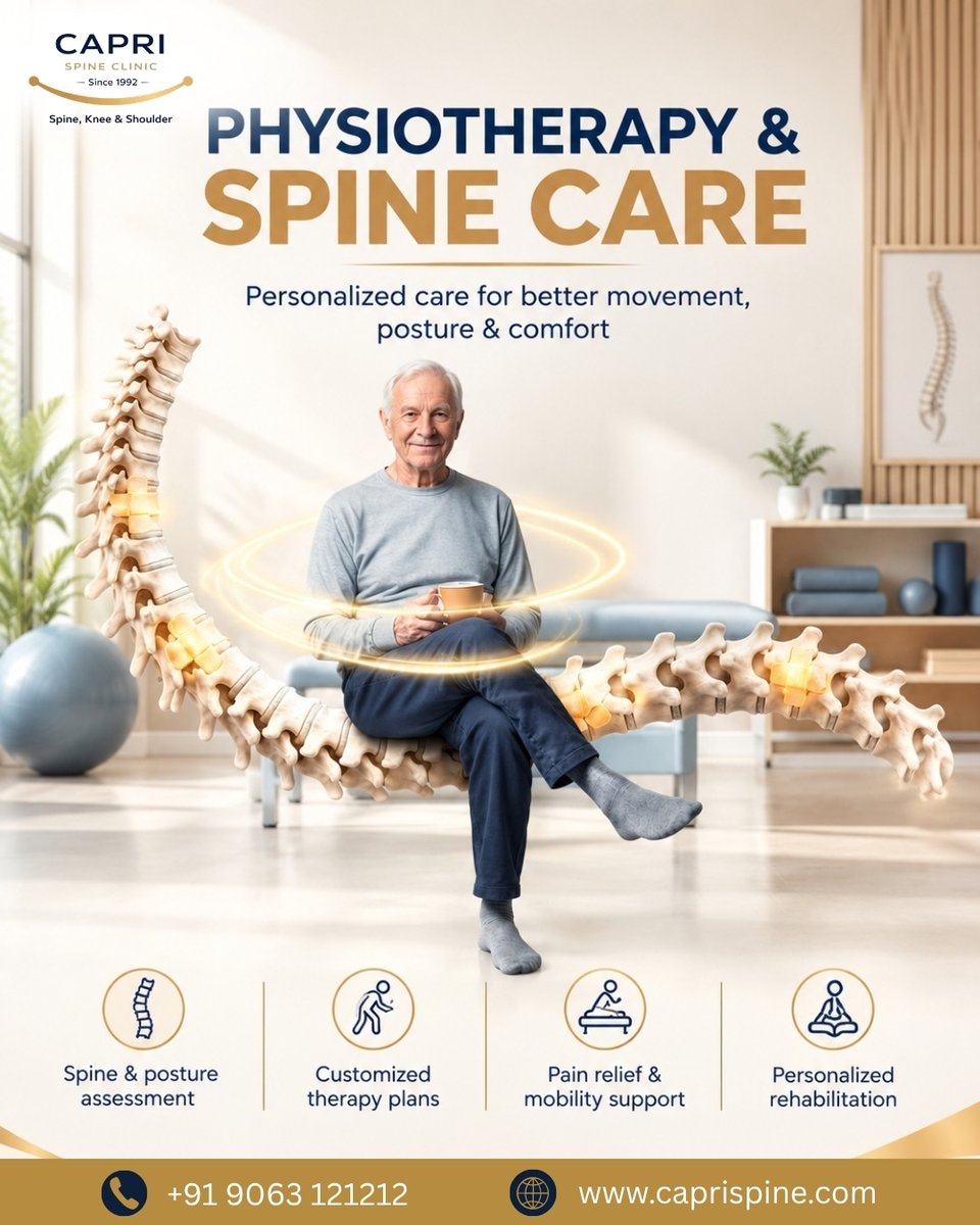 CapriSpine's tweet photo. 🦴 Spine pain or poor posture affecting your daily life?

Get personalized physiotherapy and spine care for better movement, mobility &amp; comfort. 💙

📞 +91 9063 121212
🌐 https://t.co/a03YqsJQuf

#physiotherapy #spinecare #backpain #mobility https://t.co/wZFj393j1x