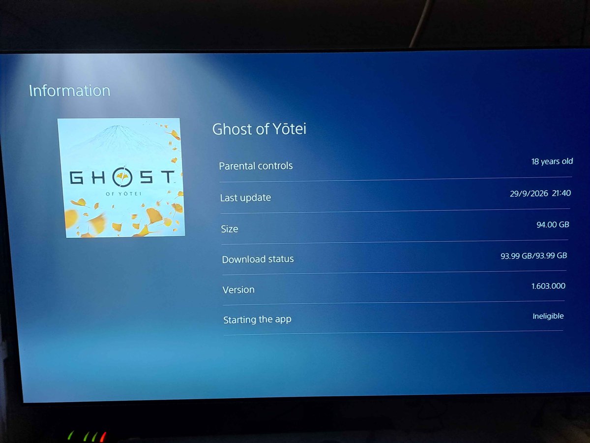 DoesItPlay1's tweet photo. Ghost of Yotei: "Complete" Edition suggests it could really be Sony blocking multi-disc releases. The one disc included is packed. Sucker Punch tried to make the best of it by including an updated build and quite a bit of DLC. Still needs a download to be complete (last pic). https://t.co/MIhq5bHw51