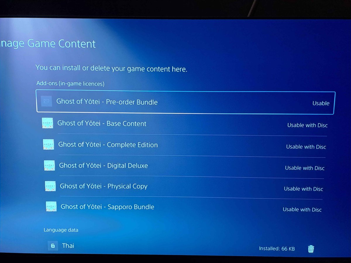DoesItPlay1's tweet photo. Ghost of Yotei: "Complete" Edition suggests it could really be Sony blocking multi-disc releases. The one disc included is packed. Sucker Punch tried to make the best of it by including an updated build and quite a bit of DLC. Still needs a download to be complete (last pic). https://t.co/MIhq5bHw51