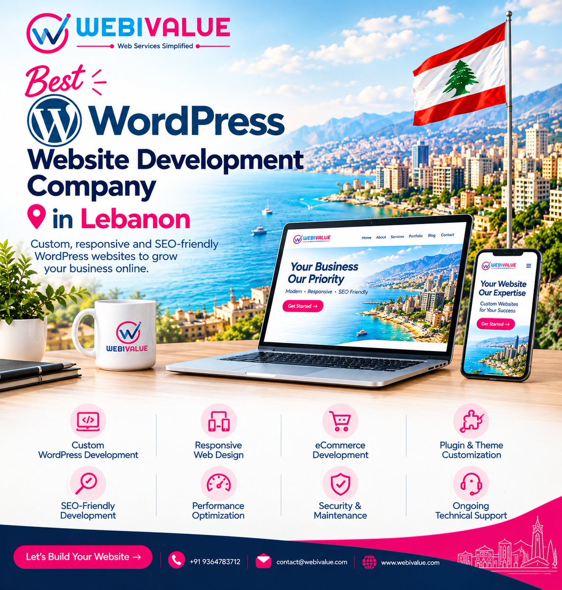 abhijnawebival's tweet photo. Best WordPress Website Development Company Lebanon 

WebiValue provides custom, responsive, secure &amp; SEO-friendly WordPress websites with customization, eCommerce, optimization, maintenance &amp; support.

https://t.co/UhPfwtaAvQ

#WordPress #WebDevelopment #Lebanon #WebiValue https://t.co/Zd3cUXie2b