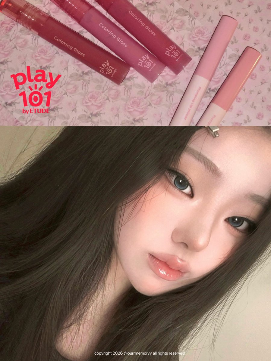 ourrmemoryy's tweet photo. [광고] #RT이벤트 @play101byetude 
#RT 해 주신 4분께 에뛰드 X 다이소 PLAY 101
글로스 + 프라이머 1세트씩 드립니다 🎁

요즘 립 바를 때 이 조합이 은근 손이 많이 가더라구요…💗

글로스에 프라이머까지 사도 6천원!!
미친 가성비의 다이소 립조합인데요

프라이머로 입술 결 먼저 슥 정돈해 주고 글로스 올려주면 립이 훨씬 매끈하고 탱글해 보여요!!
글로스도 끈적하게 두꺼운 느낌보다는 맑게 광이 올라오는 타입이라 단독으로 발라도 예쁘고 다른 립 위에 살짝 올려주기도 좋았어요 👀✨

특히 프라이머 + 글로스를 같이 쓰니까 립 메이크업이 좀 더 깔끔하게 마무리되는 느낌 ⭐️

자세한 컬러 조합은 타래에서 보여드릴게요 💄🤍