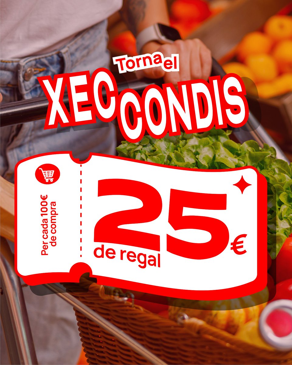 Condislife's tweet photo. 📣 Comença l'Aniversari Condis!

T'esperem al teu Condis habitual per celebrar el nostre 65è aniversari 🎂 Podràs aconseguir un XEC REGAL de 25€ per cada 100€ de compra 💶🤩

Promoció vàlida fins al 20/10/26.

#condis #aniversaricondis #65anysCondis https://t.co/GMuO4S1ef1