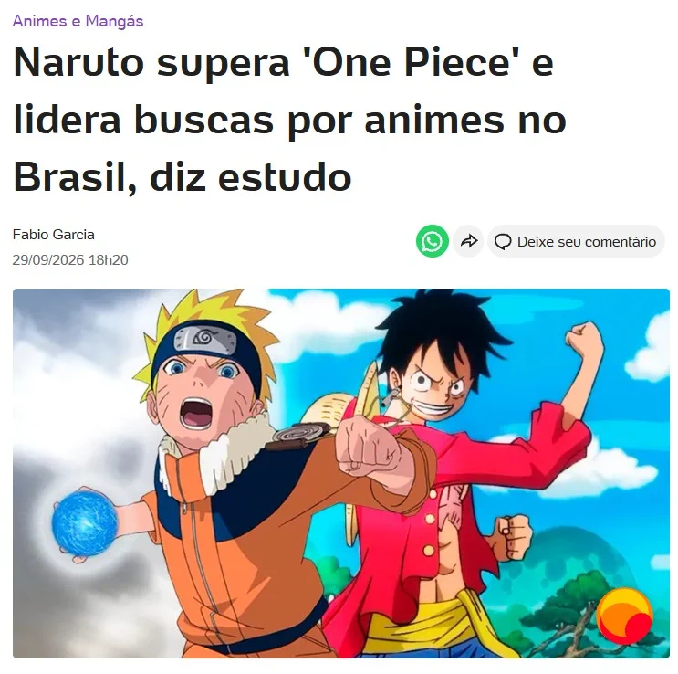 Naruto ganha reel diário no Instagram e bomba entre os fãs