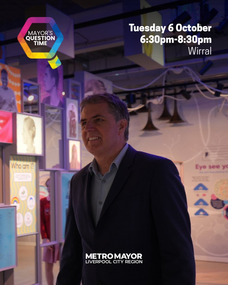 LCRMayor's tweet photo. ⏰ There's still time to reserve your spot at next week's Mayor’s Question Time.

It's your chance to speak to Steve about the issues that matter to you and your community.

📅 Tuesday 6 October
🕡 6:30 PM - 8:30 PM
📍 Wirral

Register to attend: https://t.co/MLl68Q9sVa https://t.co/gwTZgLUkwZ