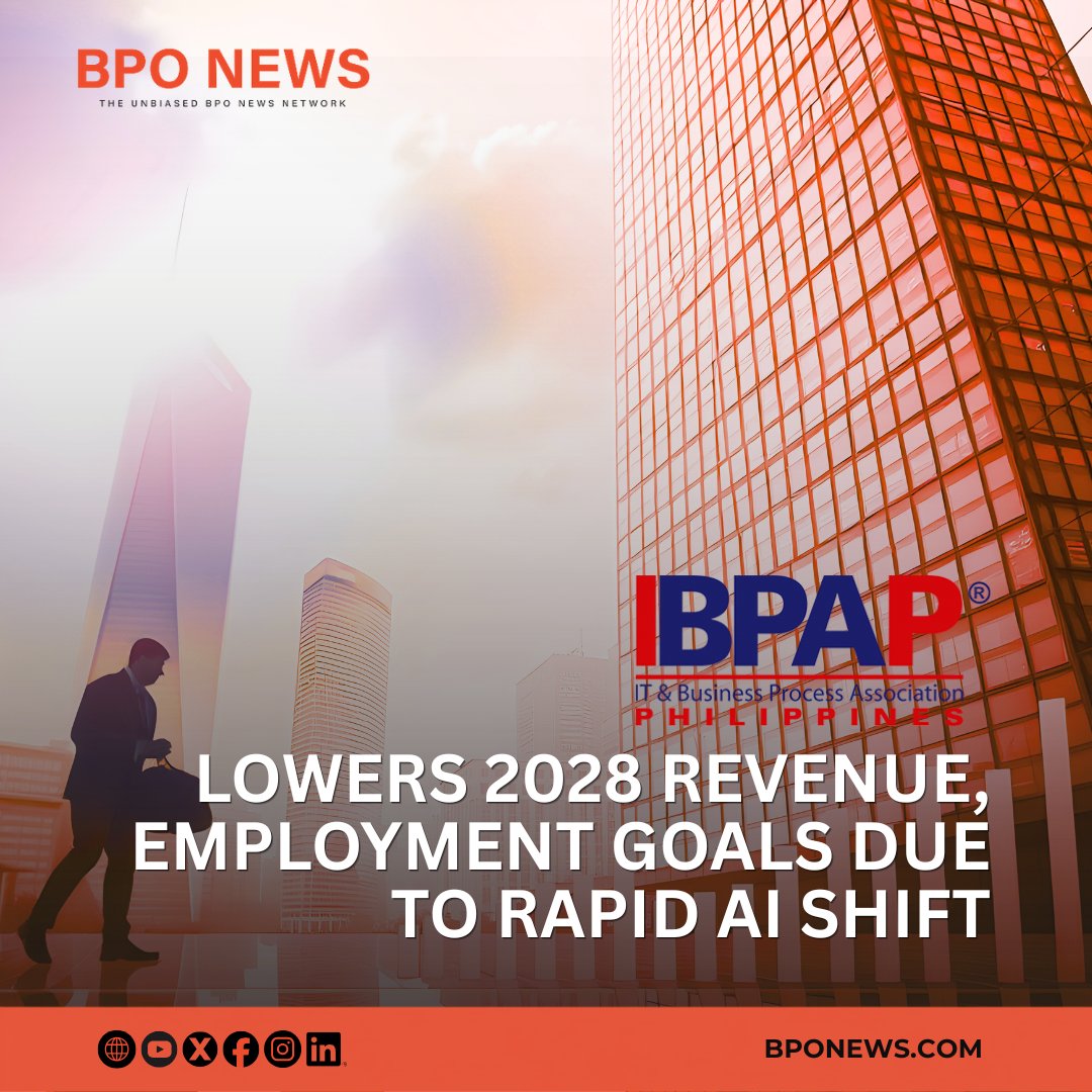 thebponews's tweet photo. IBPAP cuts its 2028 targets. Revenue outlook drops from US$59B to US$43.3–50.5B, jobs from 2.5M to 1.85–2.14M, as the Philippine IT-BPM sector pivots to AI-skilled talent.

🔗https://t.co/3Ds3Y1gxzE

#BPO #Outsourcing #BPOIndustry #IBPAP #BPOPhilippines #AIinCX #FutureOfWork https://t.co/ZwZigihcz0