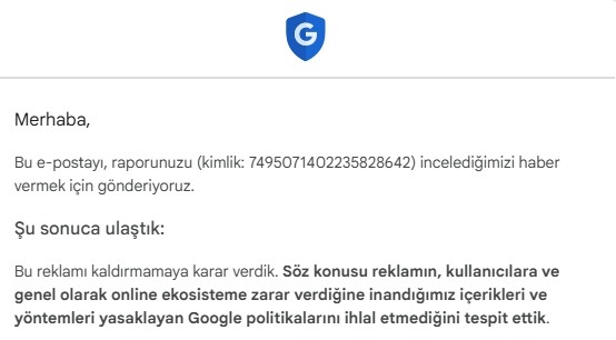 EsrefEdib's tweet photo. YouTube u çocuklarım da kullanıyor ve kadın kadına bir ilişki içeriğine ilişkin yaptığım itiraza dair Google un cevabı. 

Devlet devletse kendi Anayasasını ve politikalarını Google a hatırlatır. Türkiye Google politikaları ile mi yönetiliyor?

@tcbestepe @a_uraloglu https://t.co/XVfodL4Up9