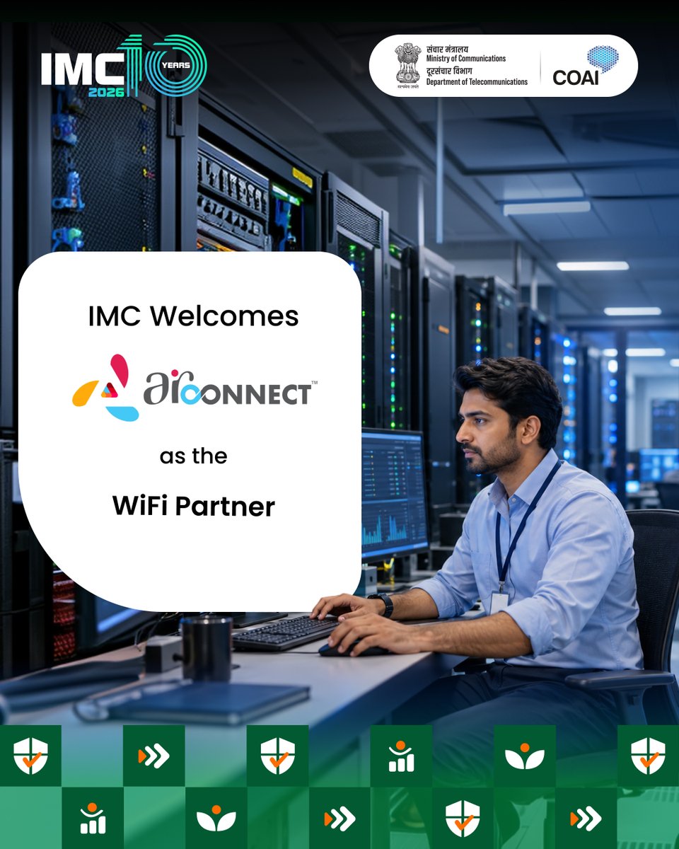 exploreIMC's tweet photo. Seamless connectivity, powered by Airconnect.  📶

As the Wi-Fi Partner at India Mobile Congress 2026, Airconnect brings expertise in event Wi-Fi, networking and managed IT infrastructure to support a connected experience across the venue.

From high-footfall environments to large-scale technology events, Airconnect enables reliable connectivity for delegates, exhibitors, speakers and visitors.

👉 Experience connectivity that keeps IMC 2026 moving.

📍 7–10 October | Yashobhoomi, New Delhi

#IMC2026 #IMCBeyond10 #IndiaMobileCongress #AirconnectAtIMC #ScaleWithoutBoundaries 

@ConnectCOAI @DoT_India