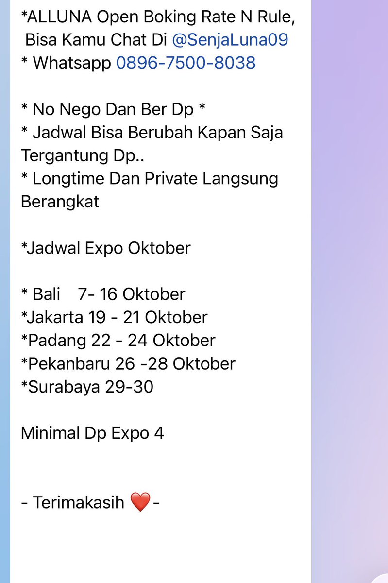LunnaReal__'s tweet photo. Jadwal Luna..
Siap Boking aja.. https://t.co/2ayzX8UosM