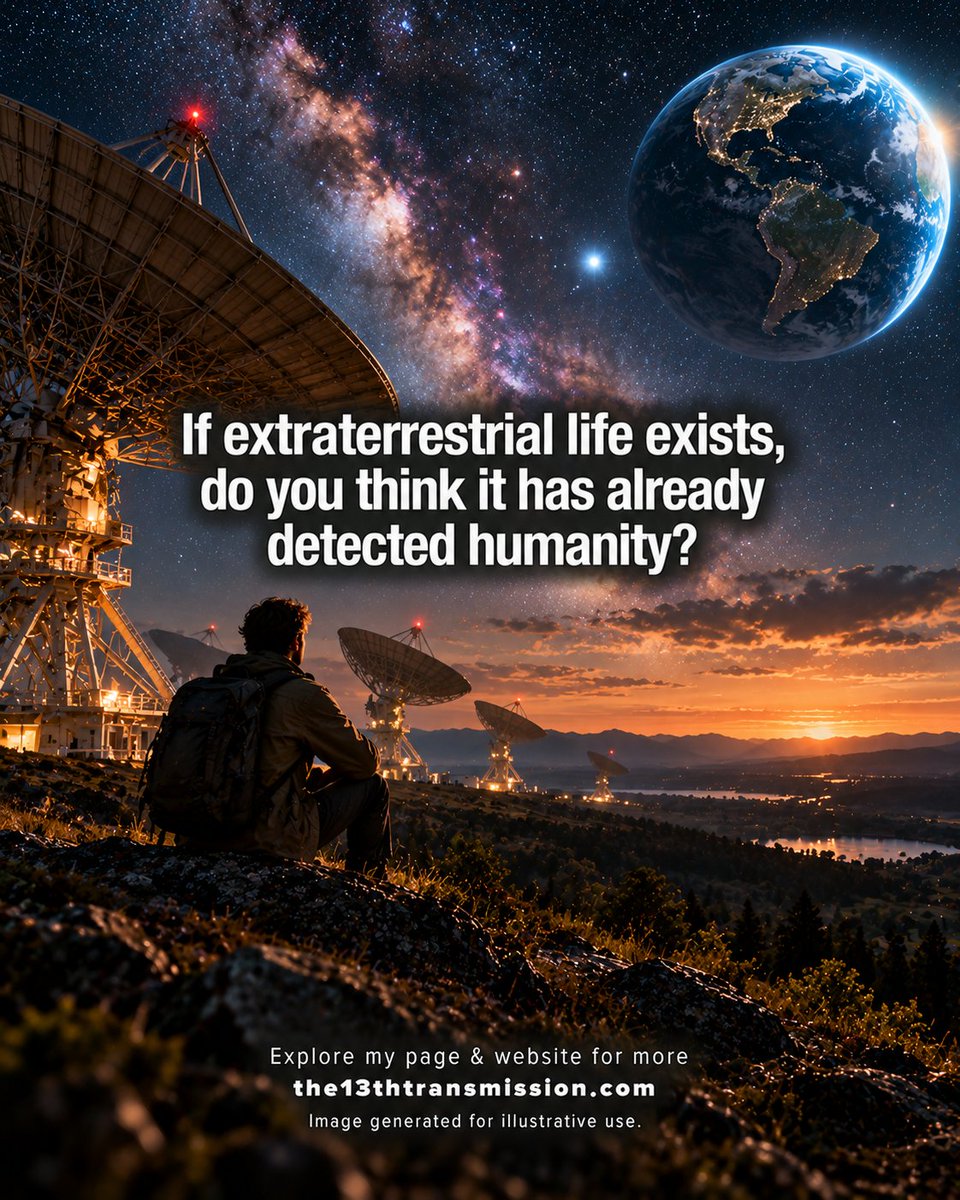 13thXmission's tweet photo. If extraterrestrial life exists, do you think it has already detected humanity?

@13thXmission  #The13thTransmissionQuestion

Please note, image generated for illustrative use https://t.co/nxlpxBWUjR