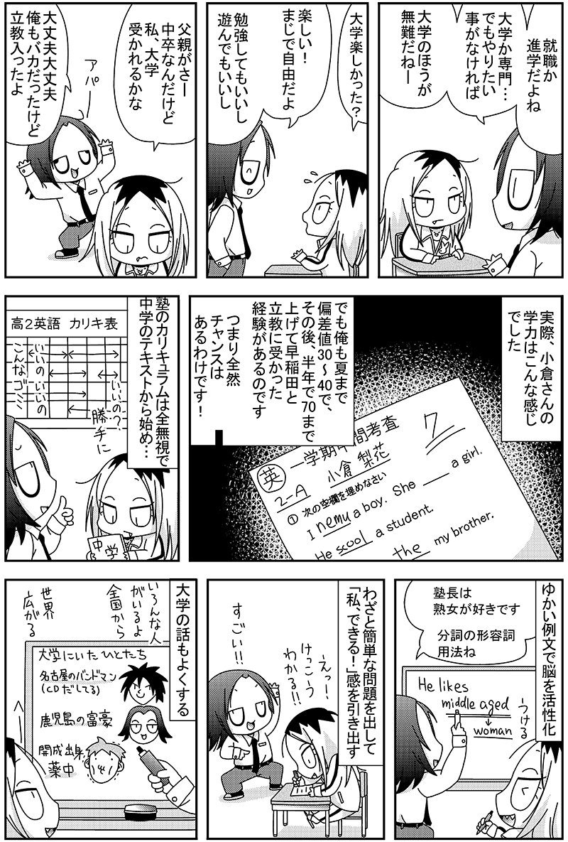 sugiyan1192's tweet photo. 塾のバイトをしていた頃をモチーフにした漫画です。こういう感じの生徒を担当する事が多くて、楽しい仕事でした😇 https://t.co/0jKrs4ACZP