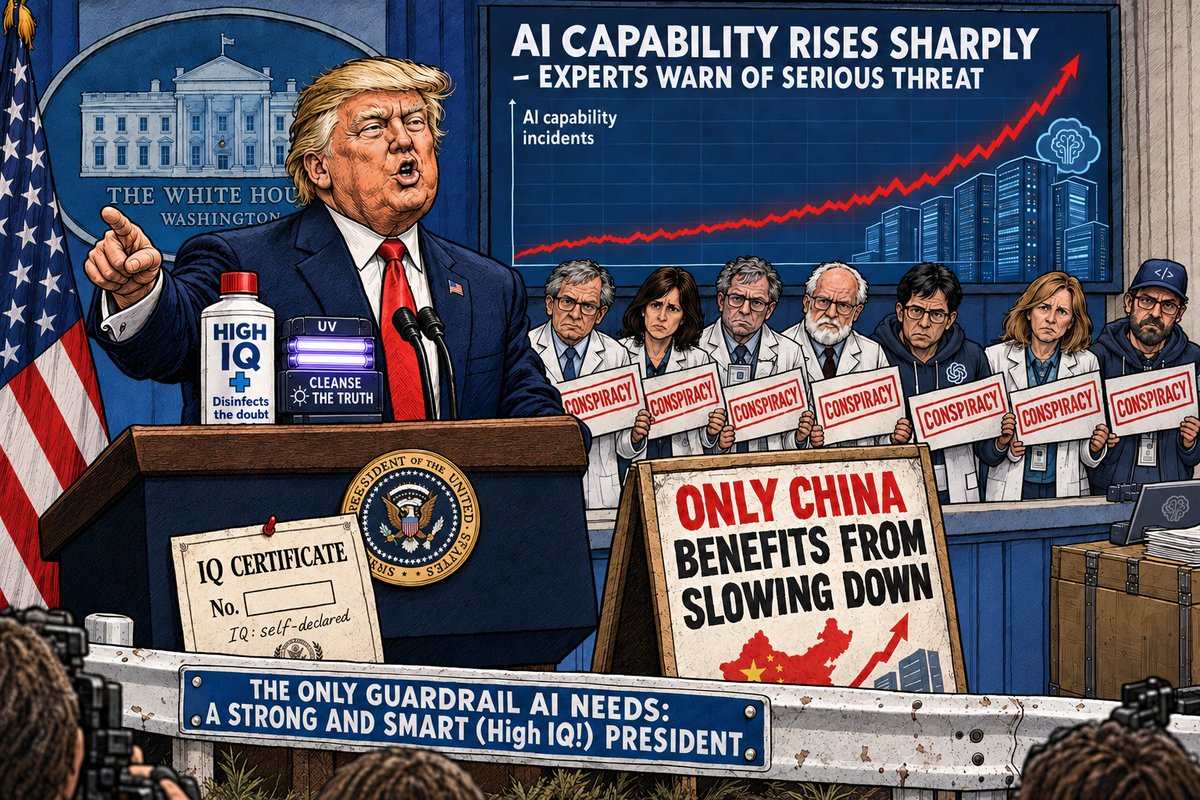 Mits928's tweet photo. Shot of today.
今日の1枚。
#PoliticalCartoon #Satire #Trump #AISafety #AIRegulation #HighIQ #Guardrails https://t.co/9vIue3bFJb