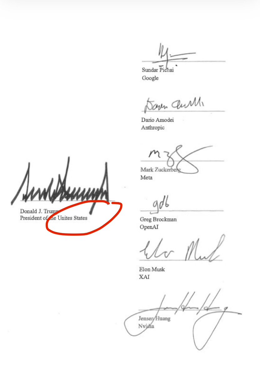 davidgura's tweet photo. “United States” is spelled incorrectly on the White House’s agreement with AI executives: https://t.co/thsXmOK0Cr