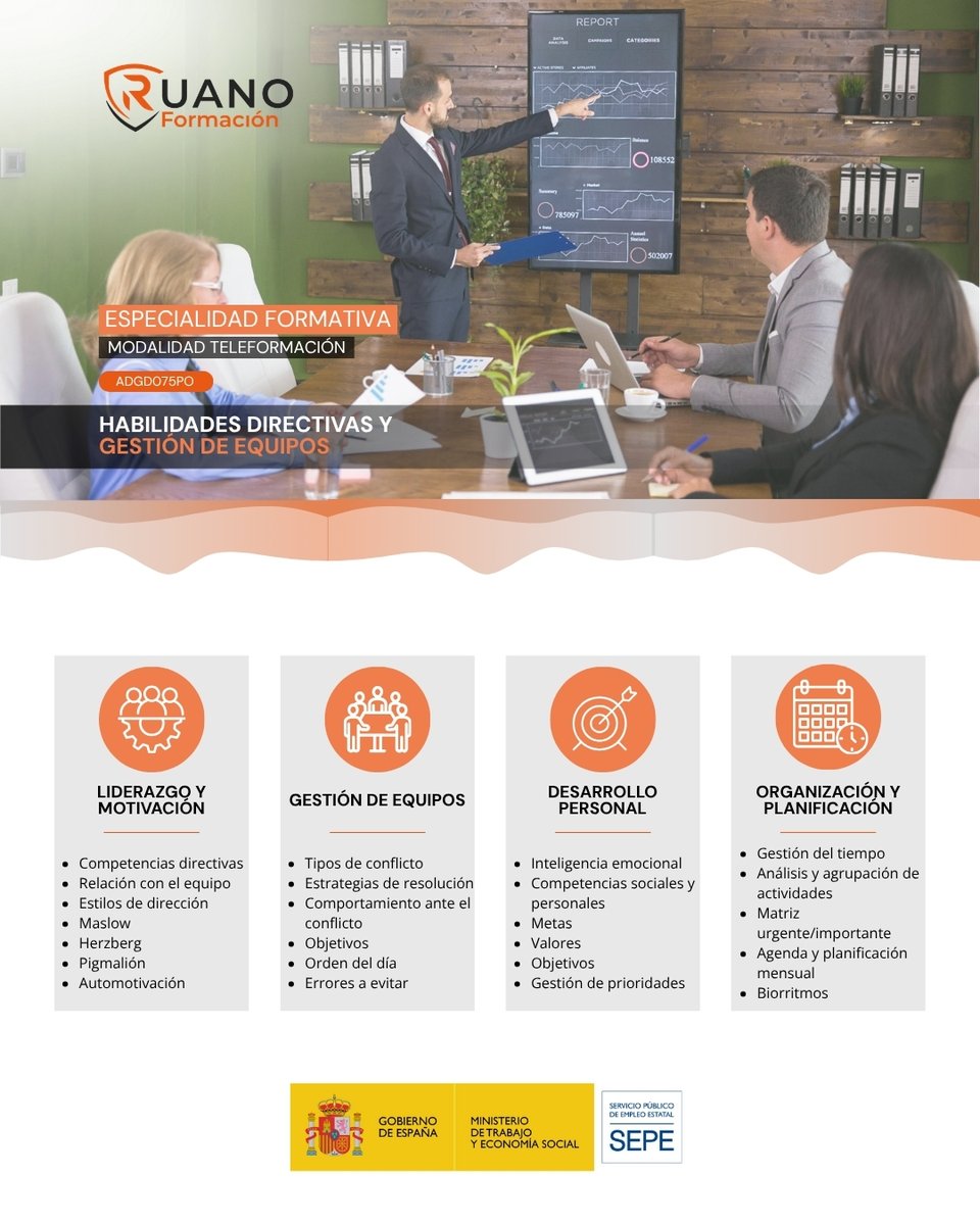 RuanoFormacion's tweet photo. Liderazgo, motivación, gestión de conflictos, reuniones, inteligencia emocional, prioridades, gestión del tiempo y planificación.

Todo esto forma parte de ADGD075PO – Habilidades Directivas y Gestión de Equipos.

#Formación #Liderazgo #GestiónDeEquipos https://t.co/pUXpp6ELQq