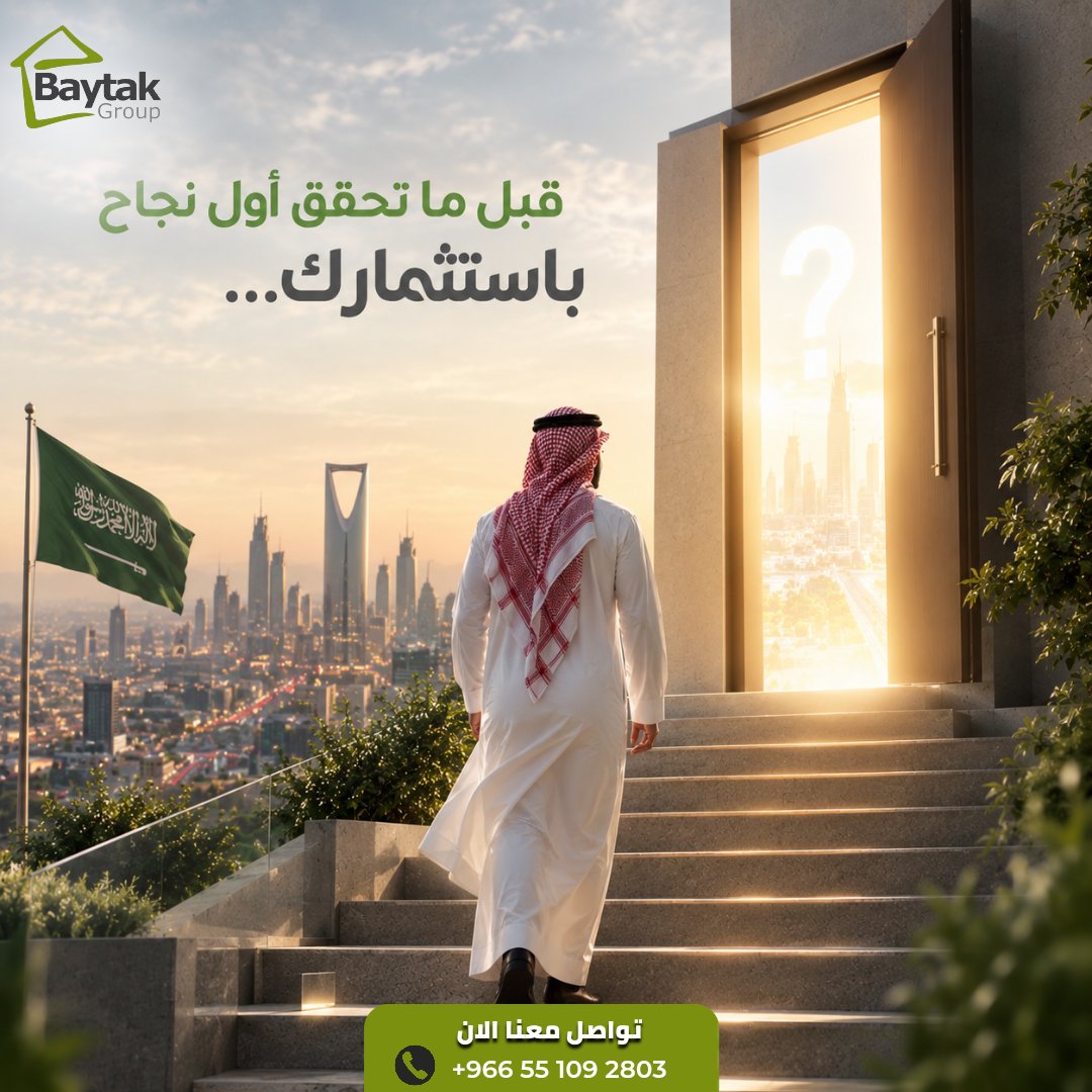 BaytakGroup's tweet photo. قبل ما تحقق أول نجاح باستثمارك… فيه شي واحد لازم تعرفه. 🏡📈

المعلومة الصحيحة والدراسة الهادئة أساس أي قرار استثماري ناجح.

📞 +966 55 109 2803
🌐 https://t.co/Es3WvYeCny

#بيتك_جروب #استثمار_عقاري #استثمار_ذكي #المدينة_المنورة https://t.co/1LZxOQTfqe